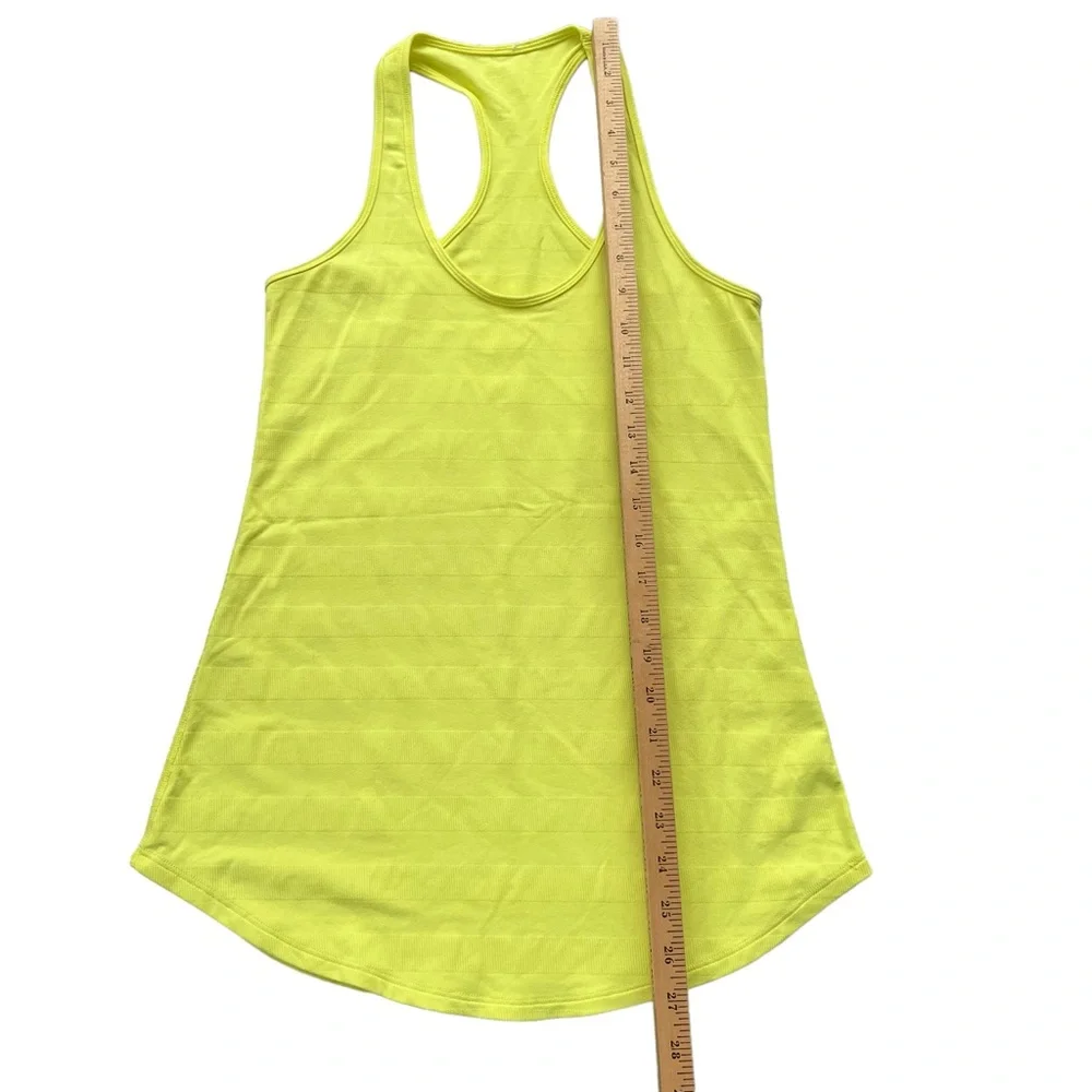 Lululemon Womens Clarity Yellow Cool Racerback Striped Ribbed Racerback Tank Top